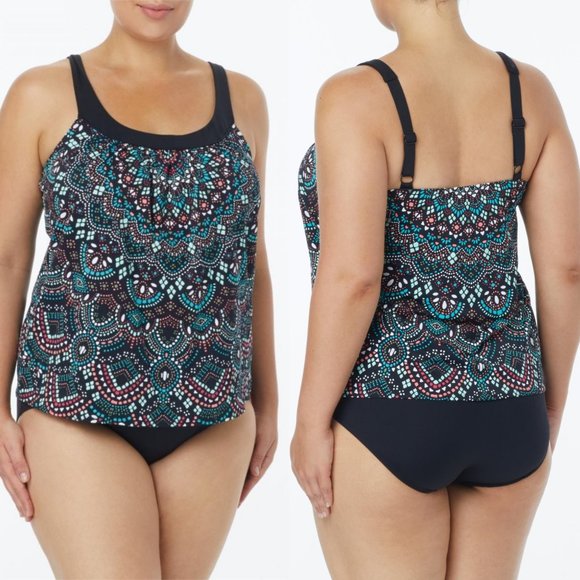 Coco Reef Tankini Set Plus Size Ultra Fit Bra Sized Underwire 2 PIECE 24W/46DD - Picture 1 of 13